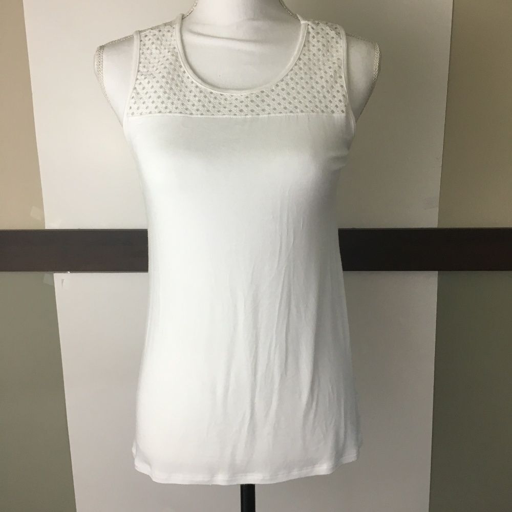 Red Haute White Lace Sleeveless Stretch Tank Top womens S Casual Summer